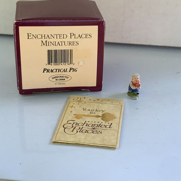 Disney Practical Pig 1990s WDCC Enchanted Places 3 Little Pigs Miniature w/COA - Picture 1 of 8